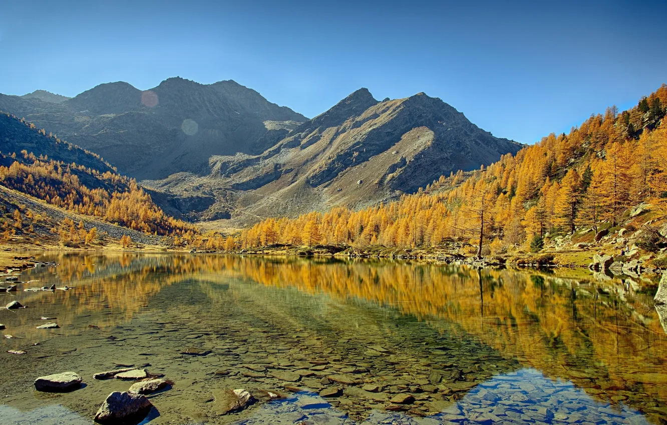 Фото обои осень, пейзаж, горы, природа