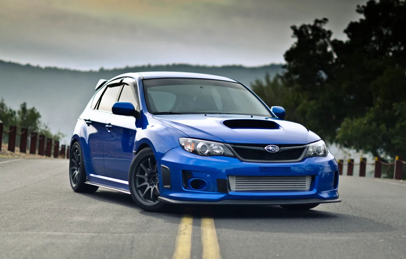Фото обои Subaru, Impreza, blue, front, субару, импреза
