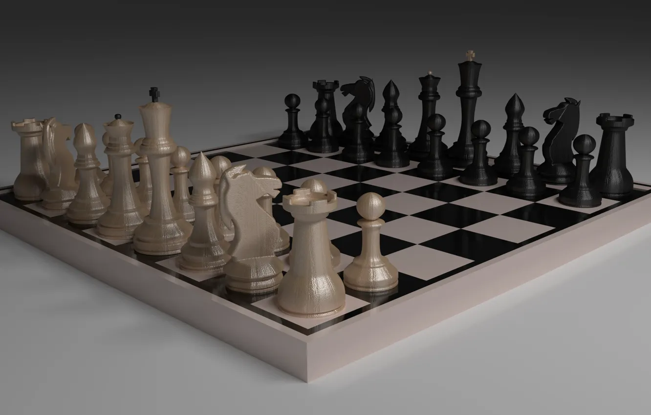 Фото обои Шахматы, рендер, 3D-графика