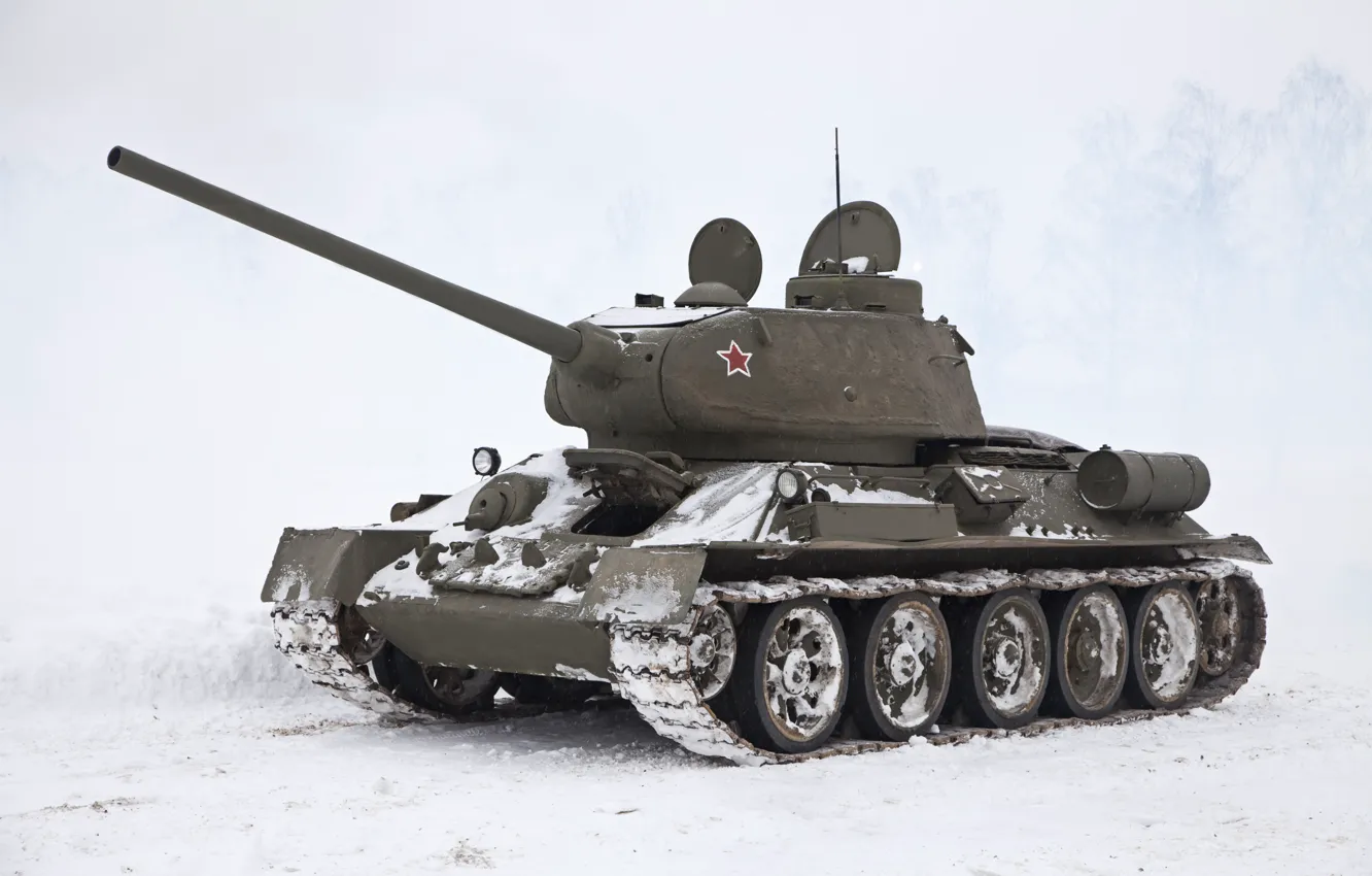 Фото обои зима, снег, пушки, мощь, танк, вьюга, прорыв, пулеметы