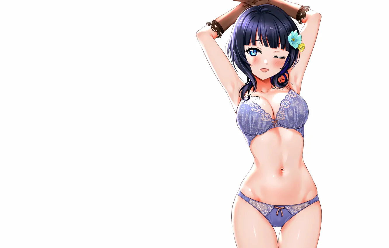 Фото обои girl, sexy, lingerie, bra, cleavage, panties, boobs, anime