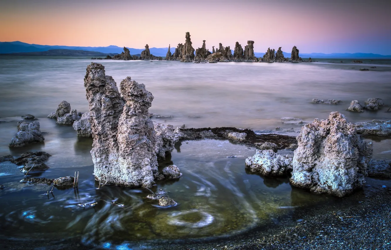 Фото обои Sunset, Mono Lake, Tufa Towers