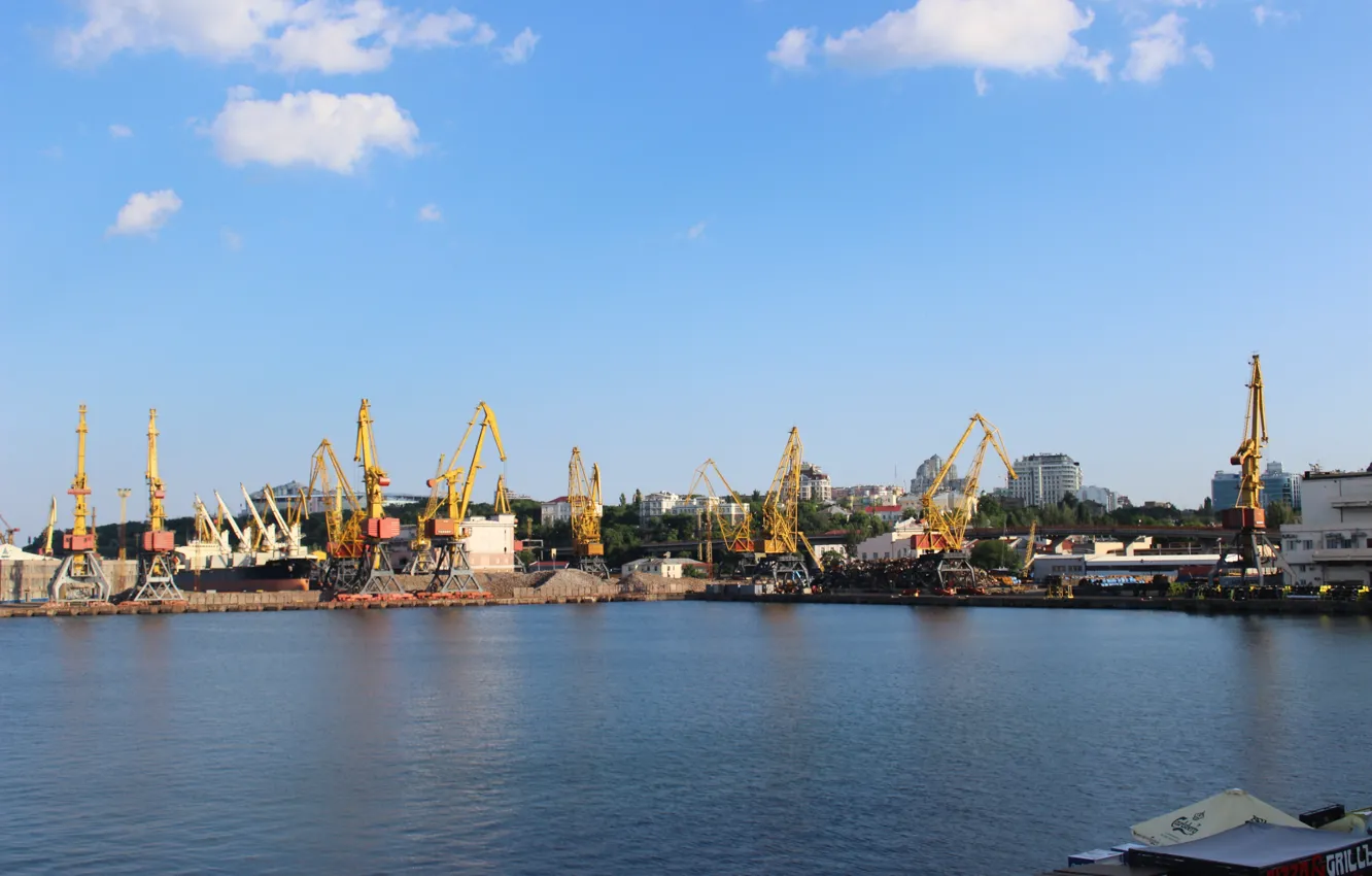 Фото обои море, кран, Порт