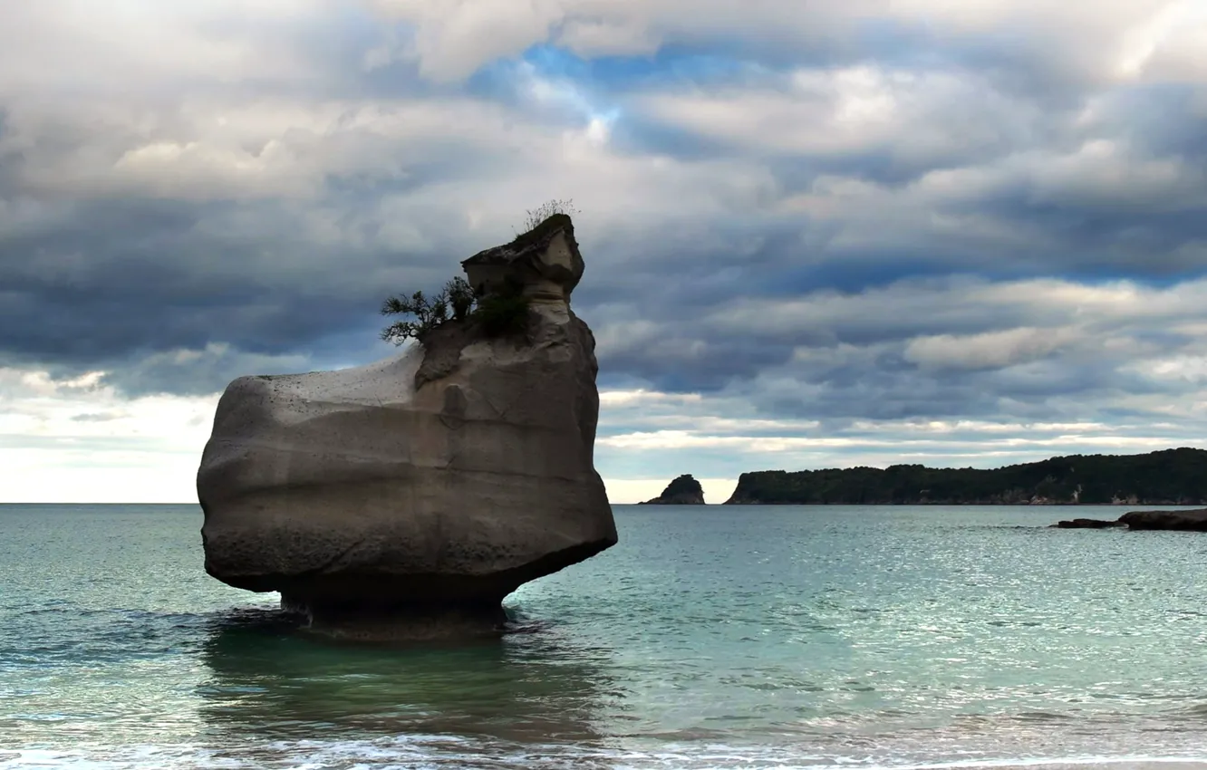 Фото обои море, облака, природа, скала, Новая Зеландия, Северный остров