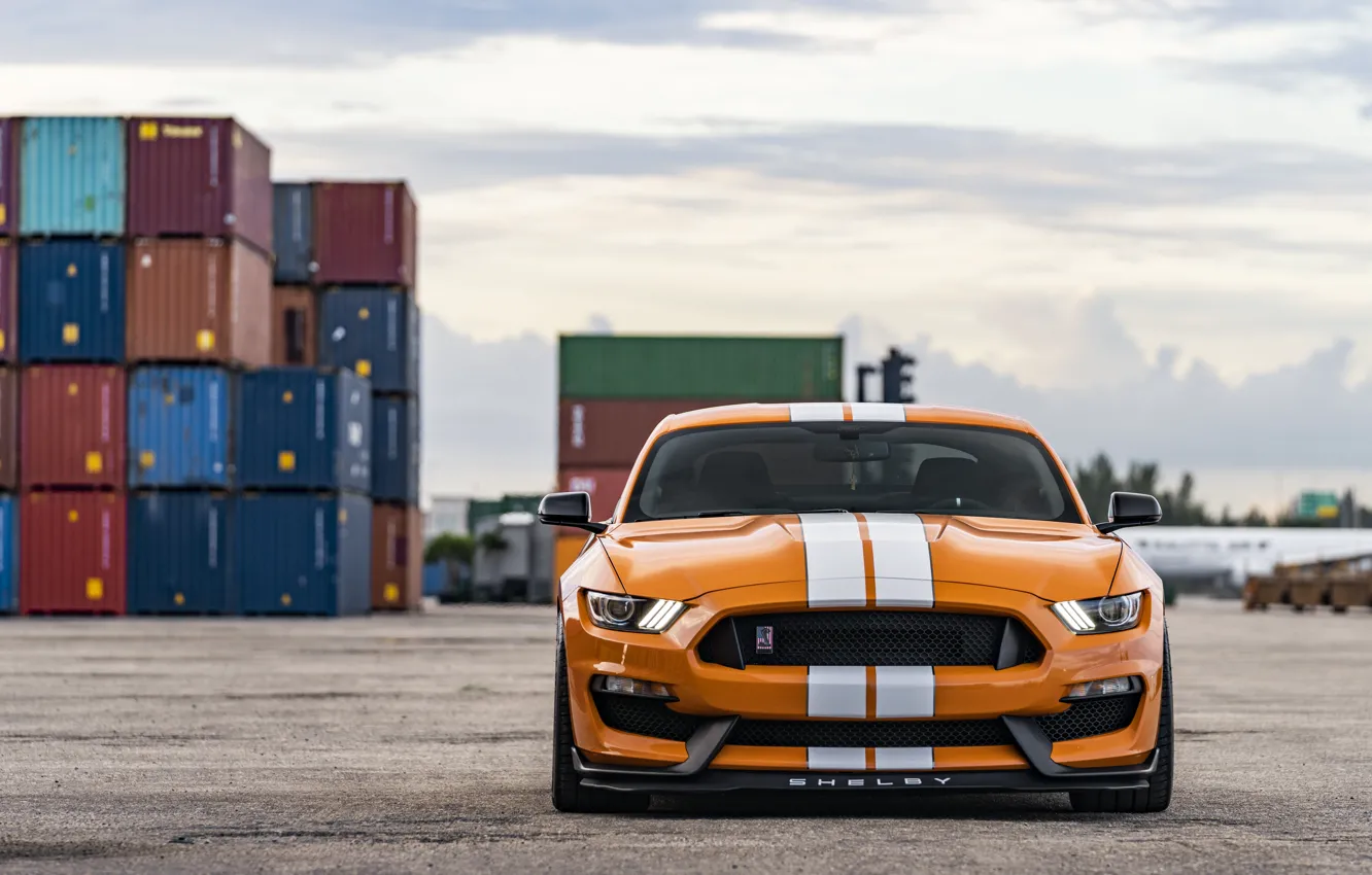 Фото обои Mustang, Ford, GT500, Orange, Sight