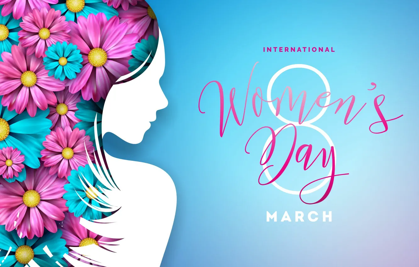 Фото обои девушка, цветы, фон, праздник, 8 марта