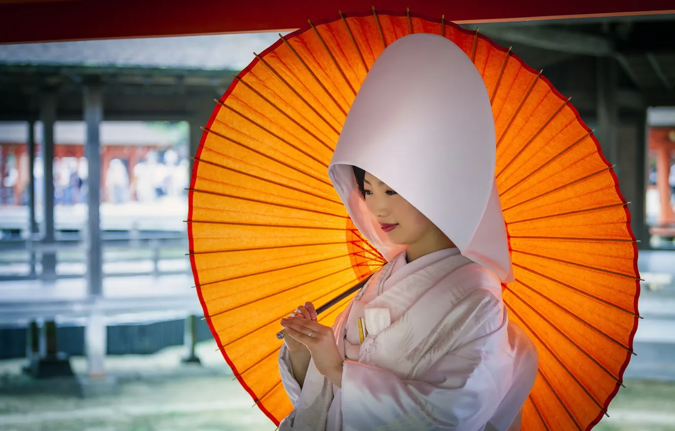 Фото обои девушка, зонт, стль, Japanese Bride