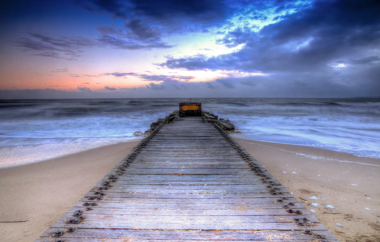 Фото обои Sky, sea, Beach, clouds