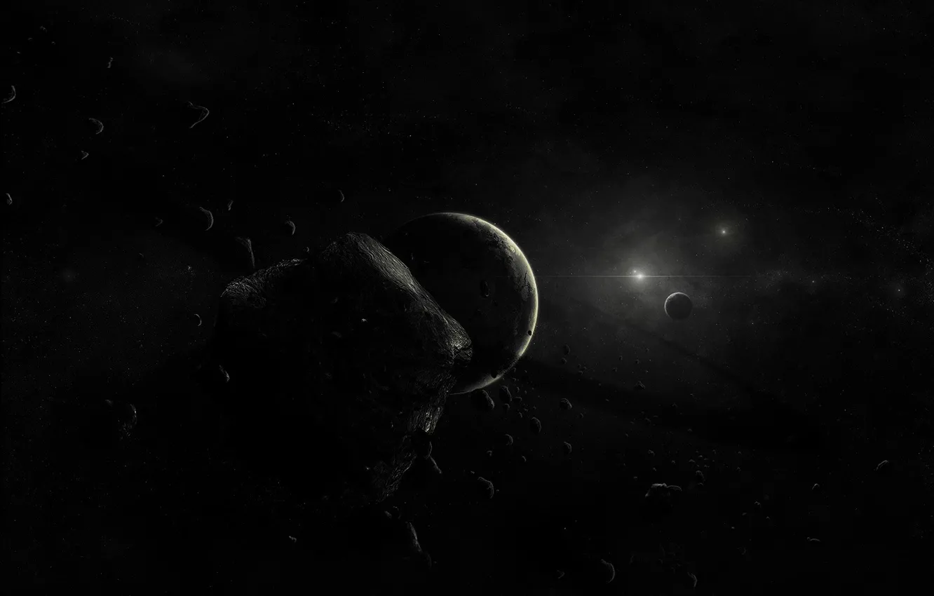 Фото обои планета, Черный, астероиды