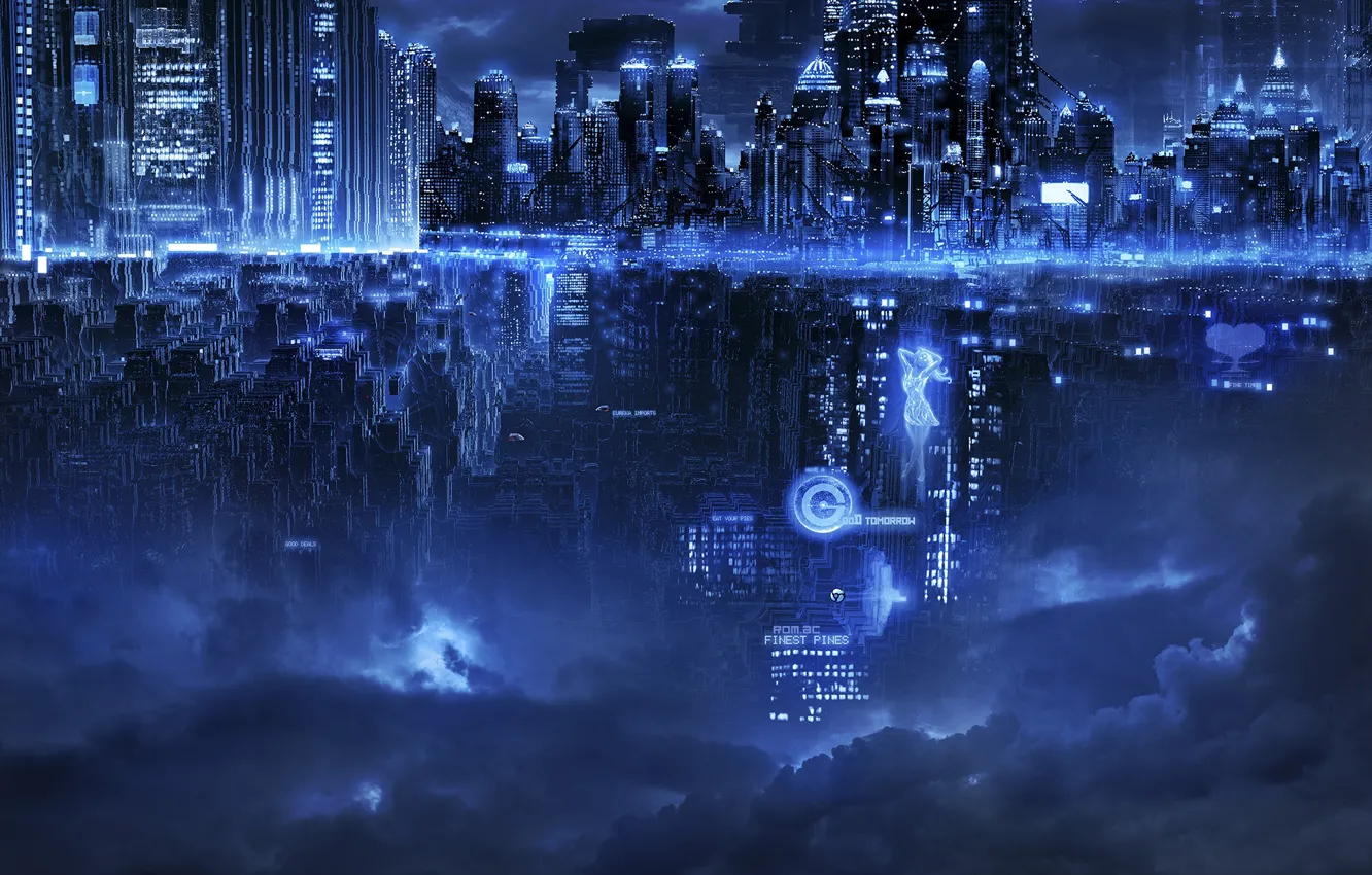 Фото обои ночь, город, фея