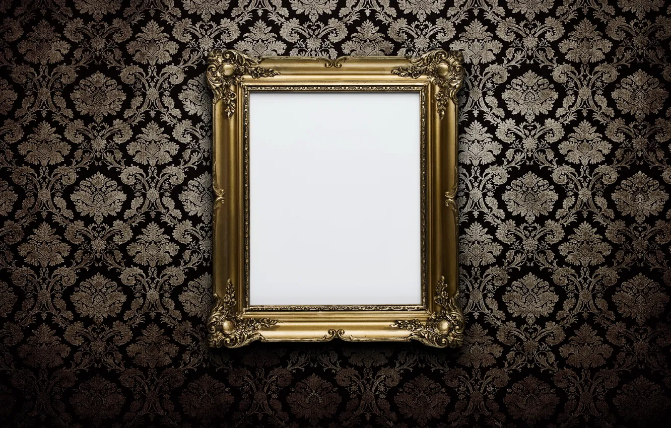 Фото обои wall, white, gold, frame