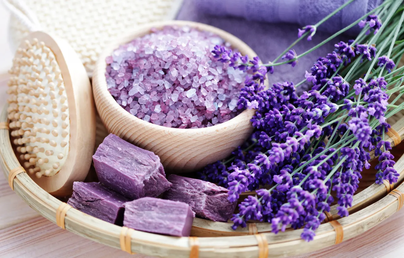 Фото обои лаванда, lavender, морская соль, цветы лаванды, lavender flowers, sea salt, lavender soap, лавандовое мыло