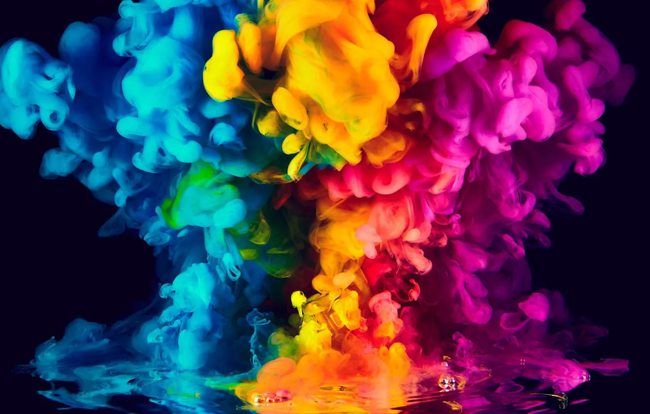 Фото обои colors, colorful, abstract, rainbow, background, Smoke, ink
