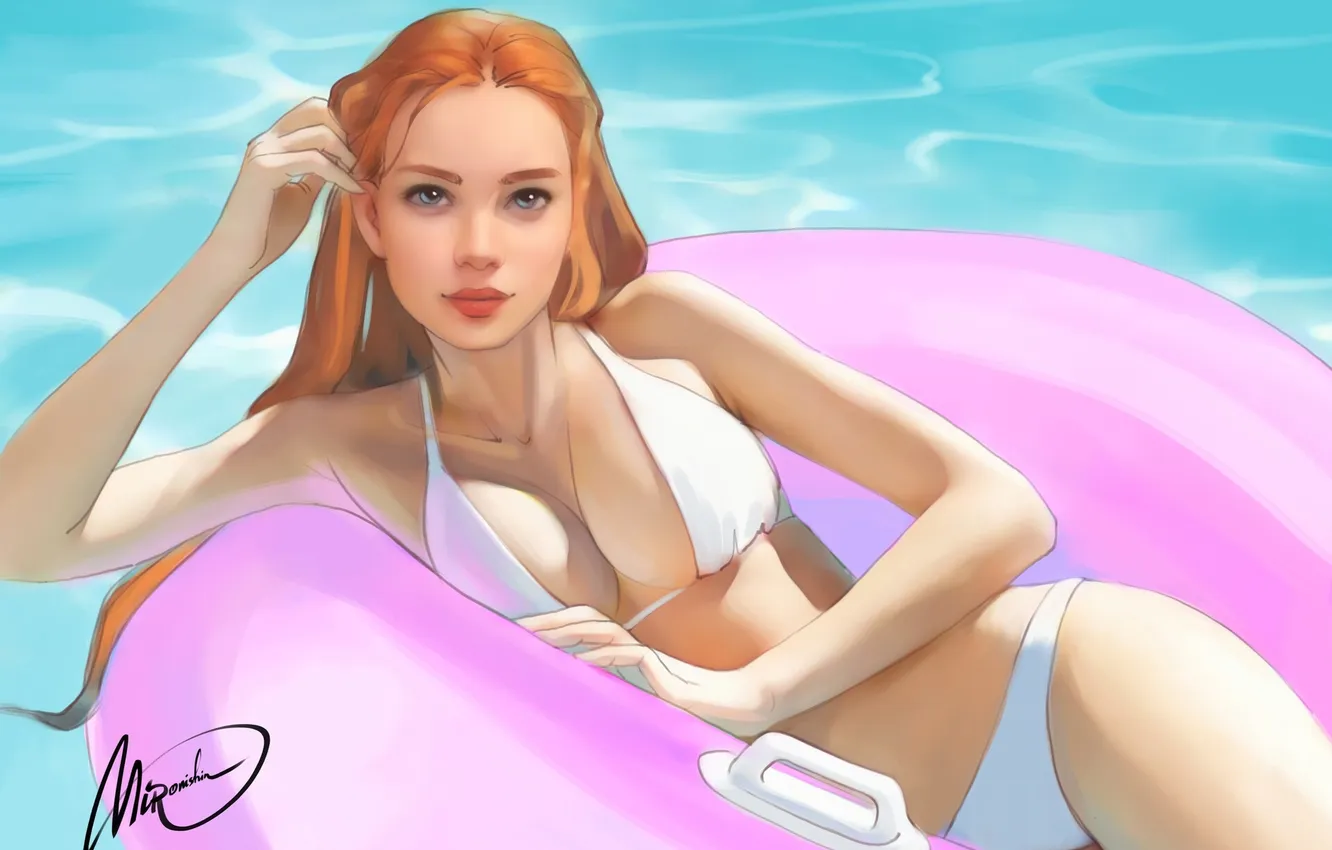 Фото обои Water, bikini, original characters, mironishin story