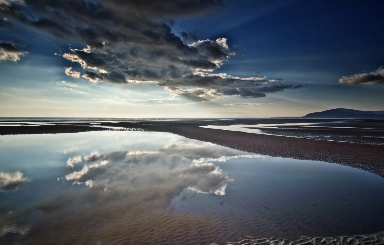 Фото обои Cloud, Reflections, Walney Island