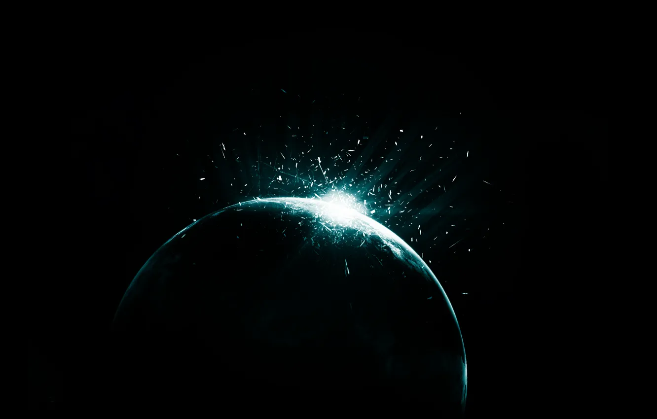 Фото обои осколки, планета, удар, impact, spacebjmb