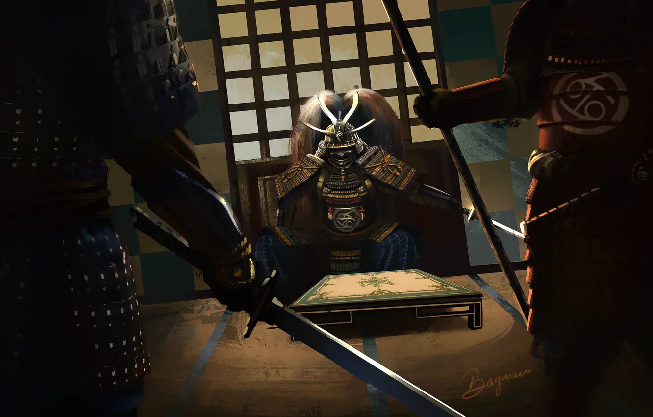 Фото обои оружие, воины, экипировка, samurai stance