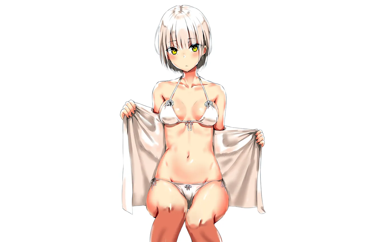 Фото обои girl, sexy, cleavage, legs, boobs, anime, beautiful, short hair