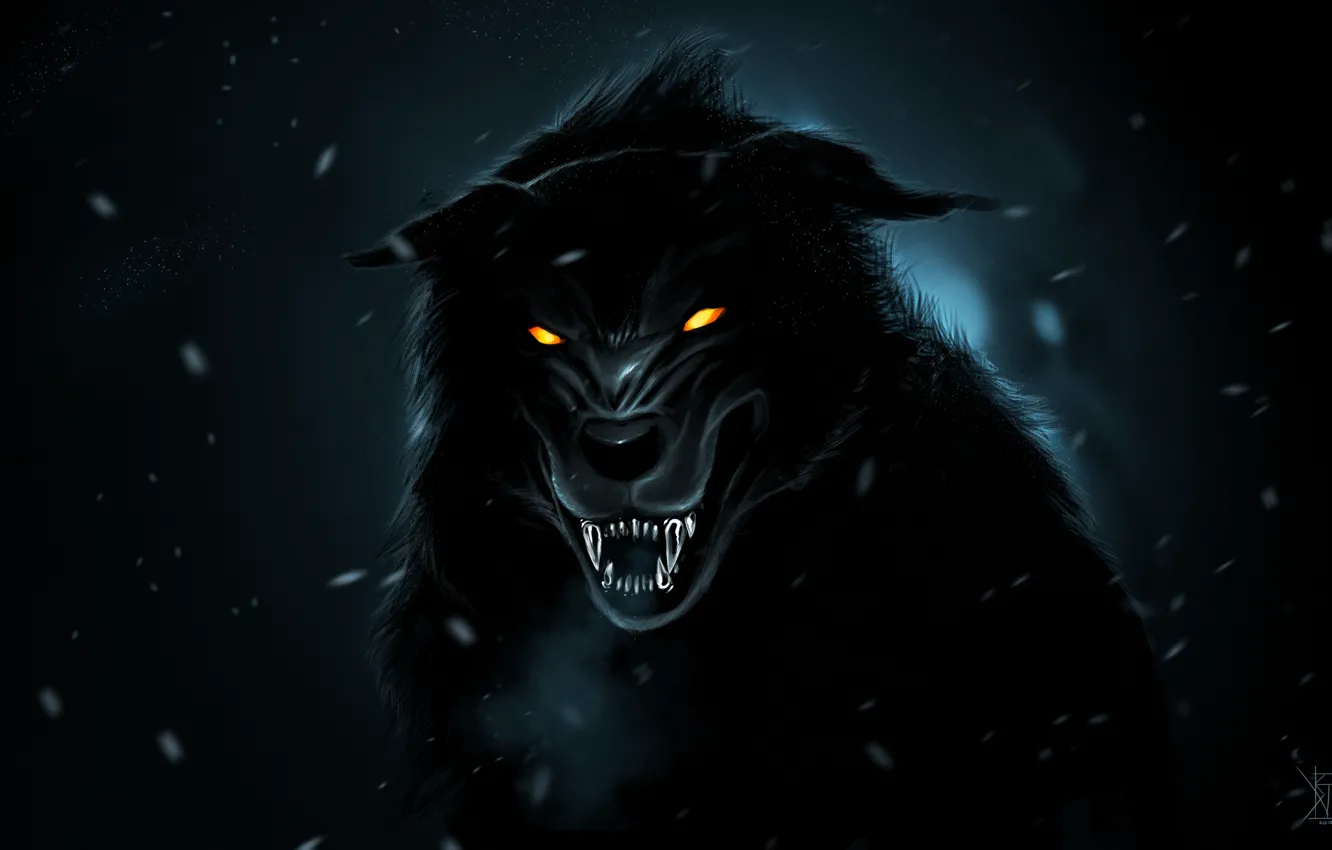 Фото обои хищник, клыки, оскал, art, by TheRisingSoul, Black Wolf