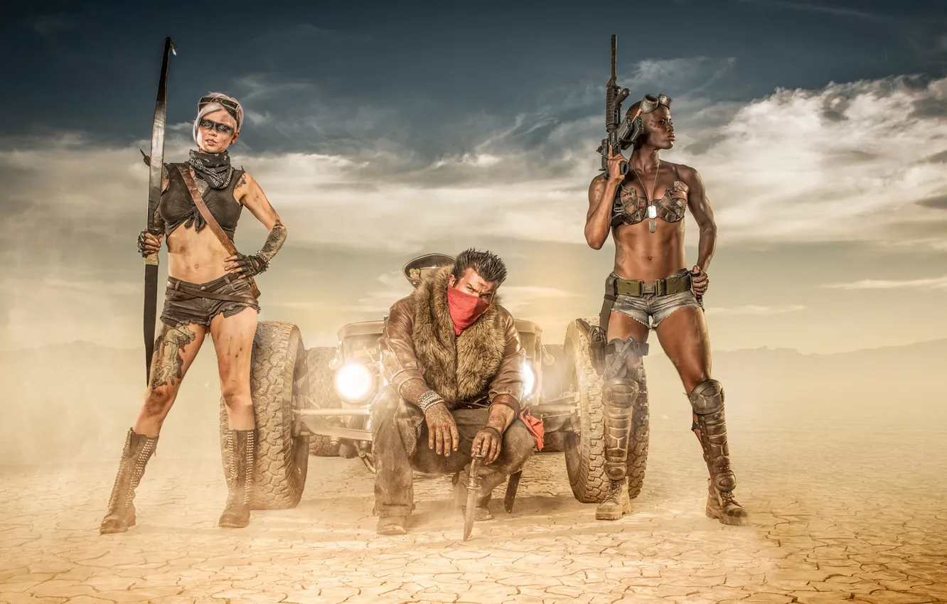 Фото обои пустыня, воин, арт, Desert Warriors