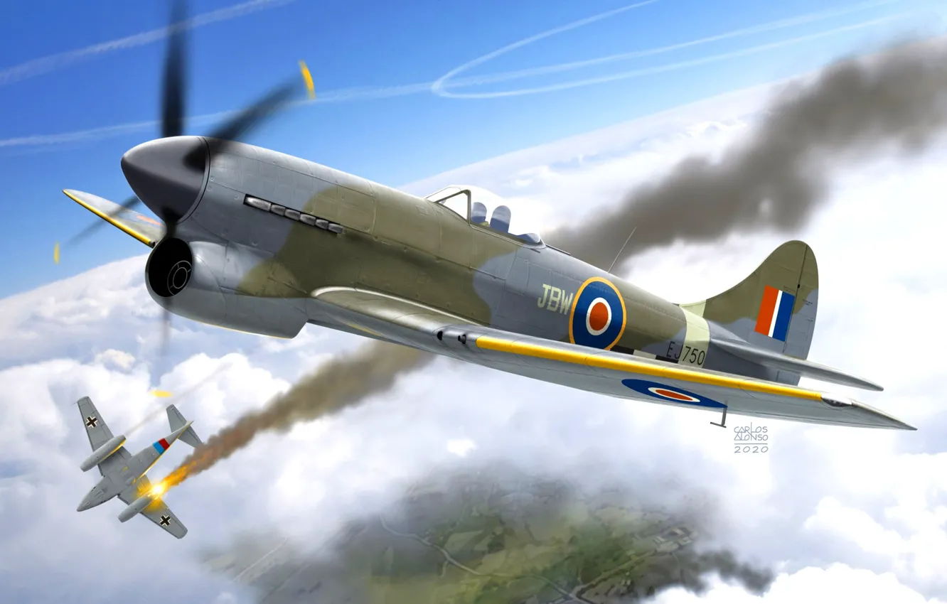 Фото обои RAF, Tempest, Вторая Мировая война, Hawker Tempest Mk.V, Боевой истребитель