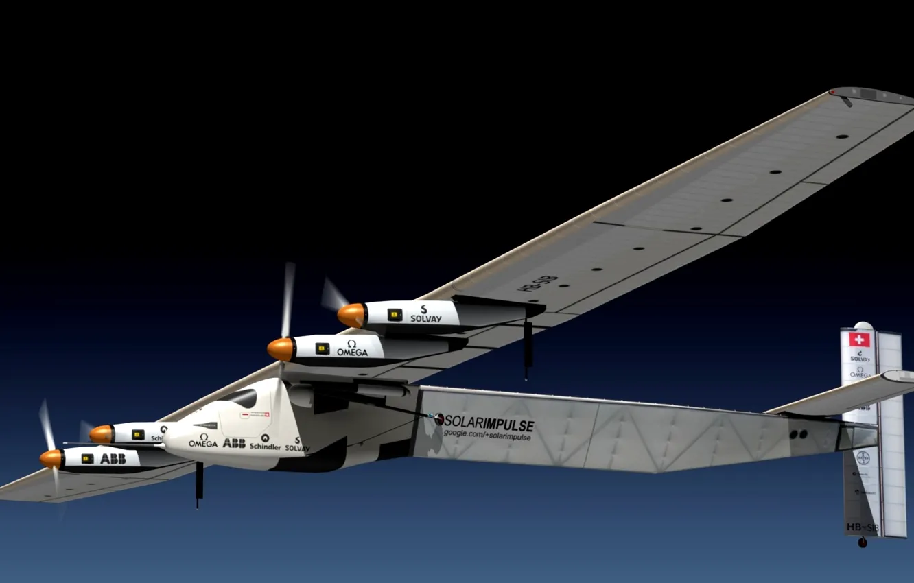 Фото обои самолёт, летать, за счёт, способный, энергии Солнца, Solar Impulse 2