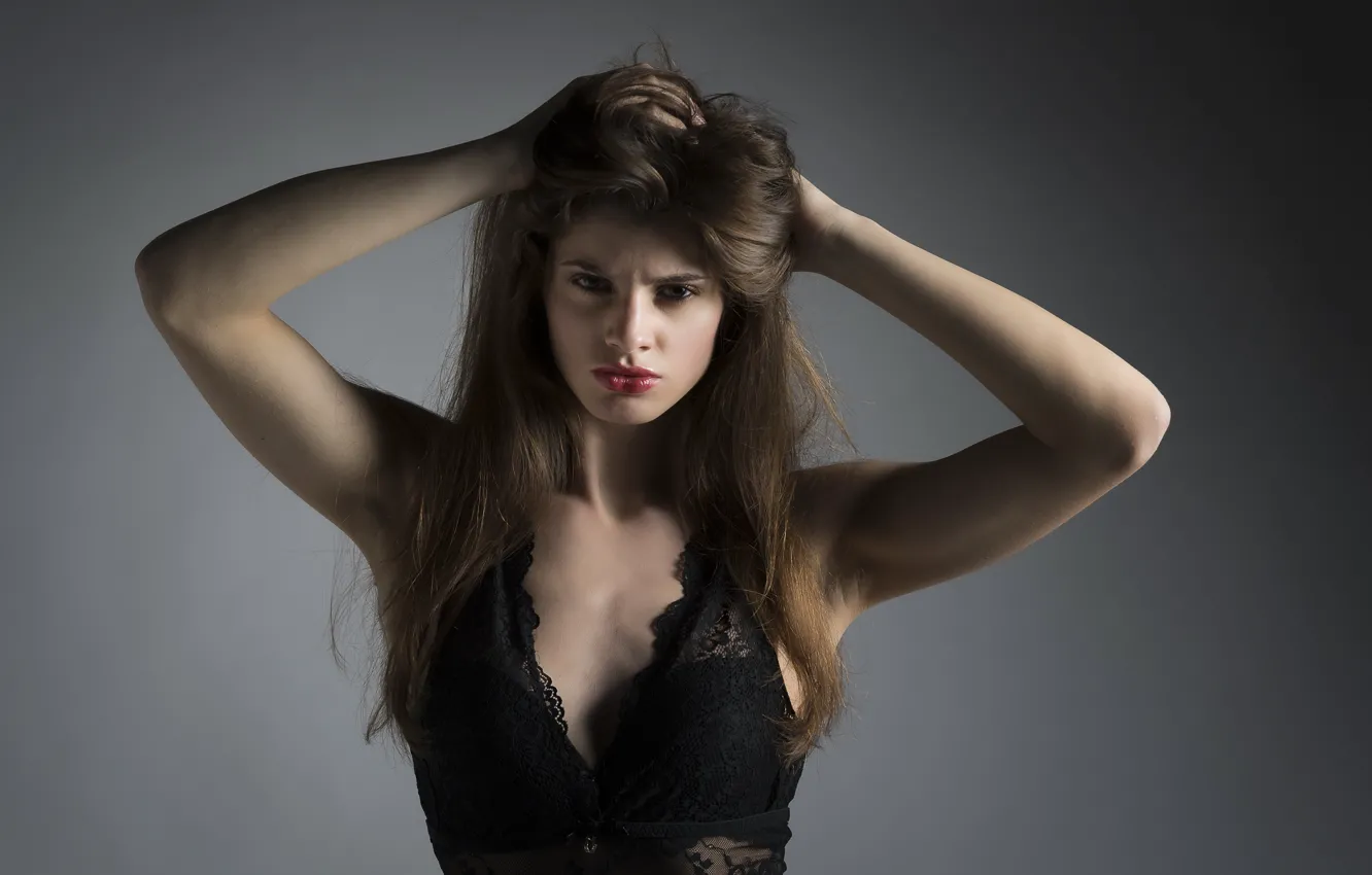 Фото обои взгляд, лицо, фон, модель, волосы, Veronica