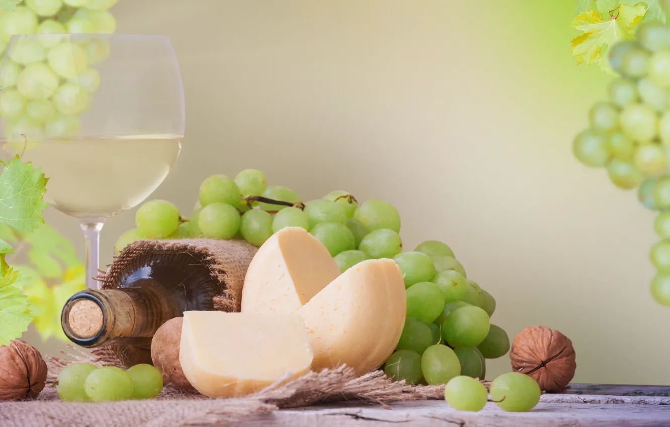 Фото обои вино, корзина, сыр, виноград, гроздь, Grape