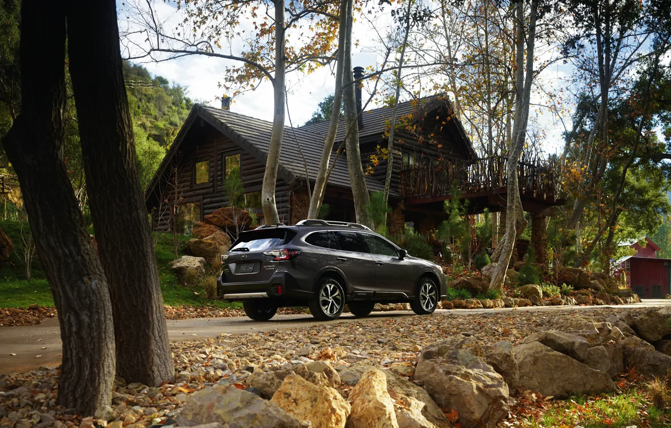 Фото обои Subaru, универсал, Outback, AWD, возле дома, 2020