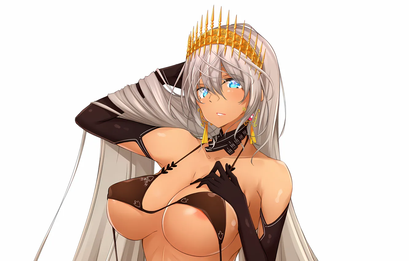 Фото обои girl, sexy, lingerie, bra, cleavage, long hair, boobs, anime
