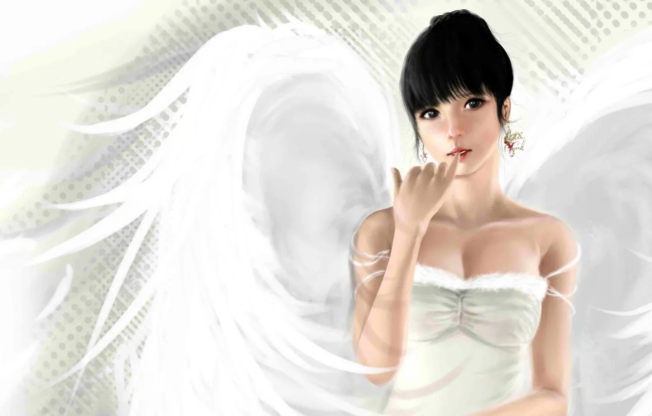 Фото обои девушка, фон, крылья, ангел, арт