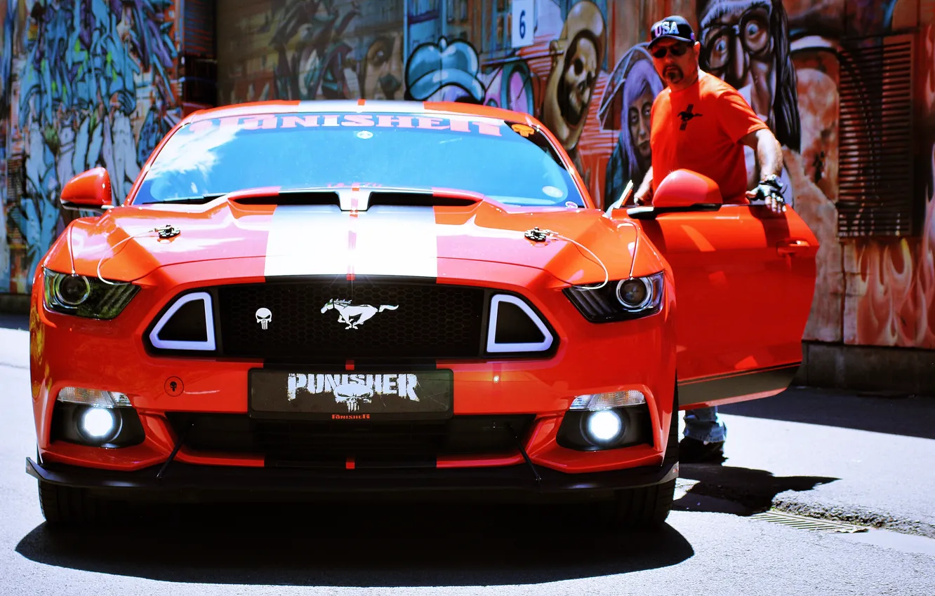Фото обои Ford Mustang, muscle car, Graphity, street art