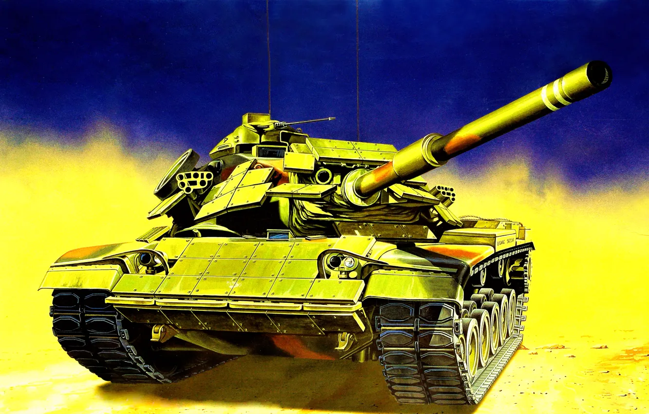 Фото обои weapon, war, art, painting, tank, M60A1