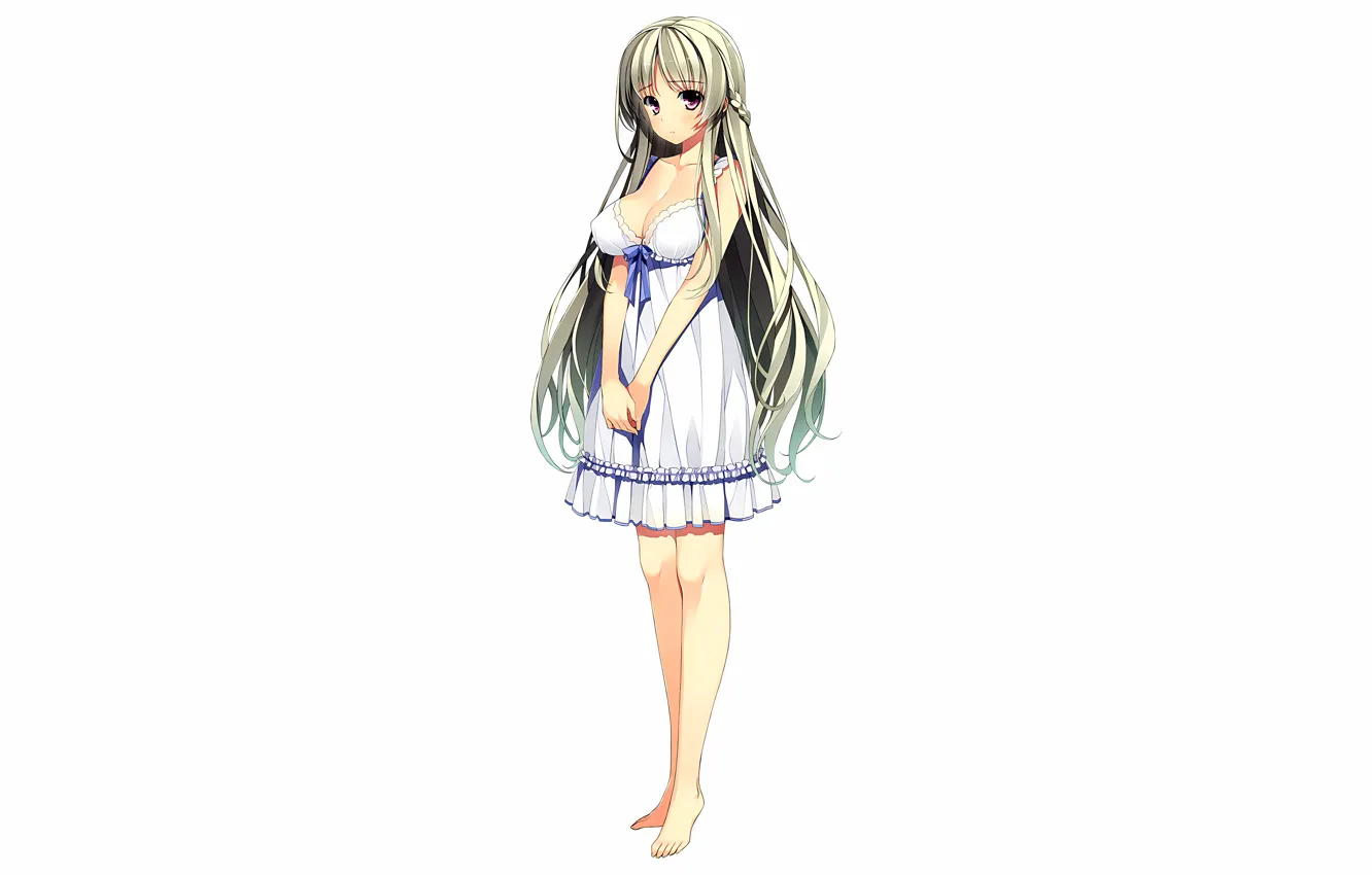 Фото обои girl, sexy, cleavage, long hair, dress, legs, boobs, anime