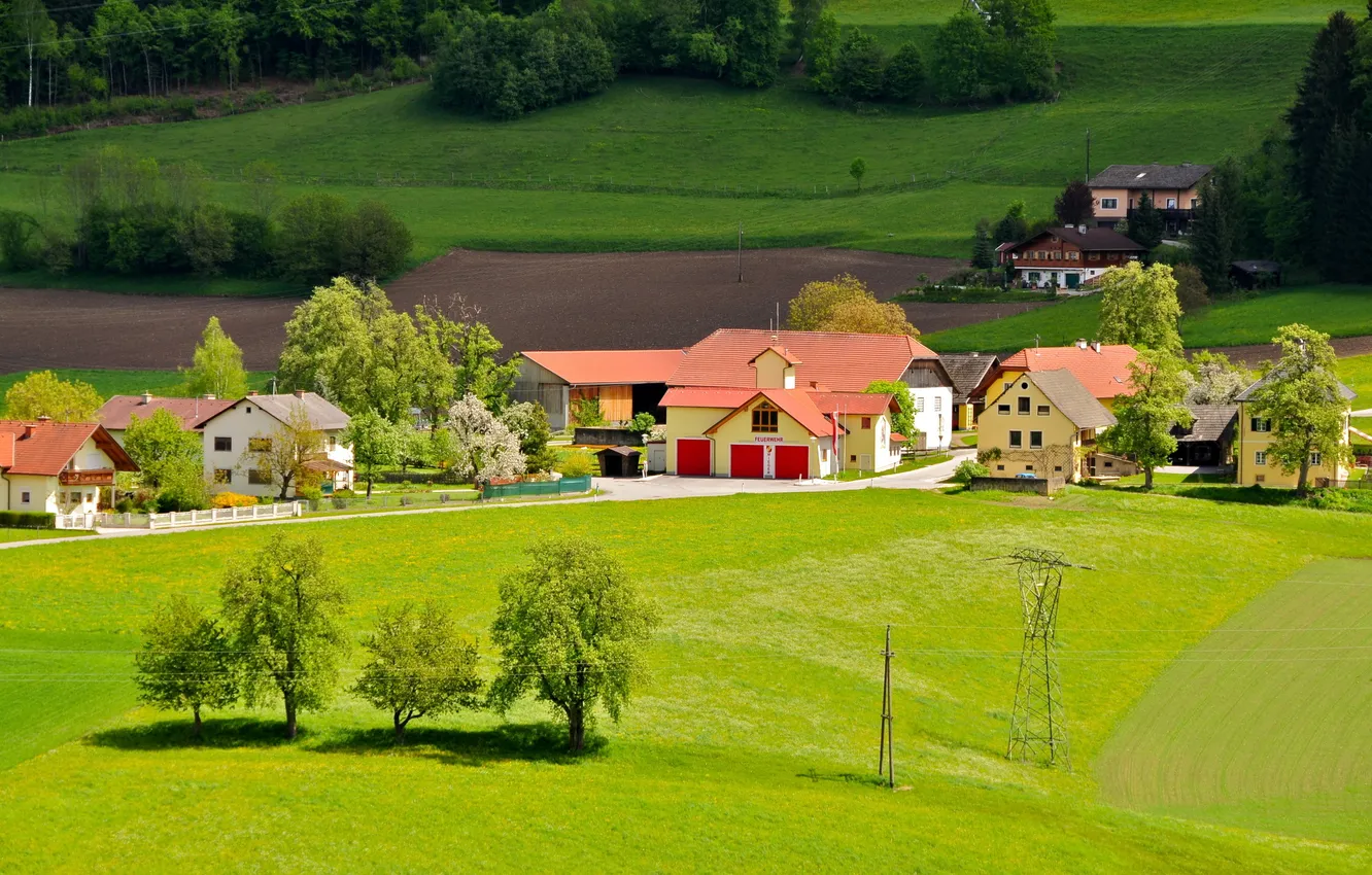 Фото обои поле, дома, Австрия, Austria