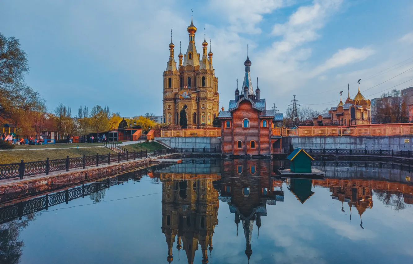 Фото обои знак, ангел, силуэт, церковь, храм, грустный ангел, купель, алчевск