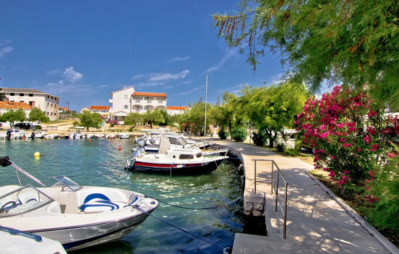 Фото обои море, город, пристань, лодки, набережная, Хорватия, Адриатика, Croatia