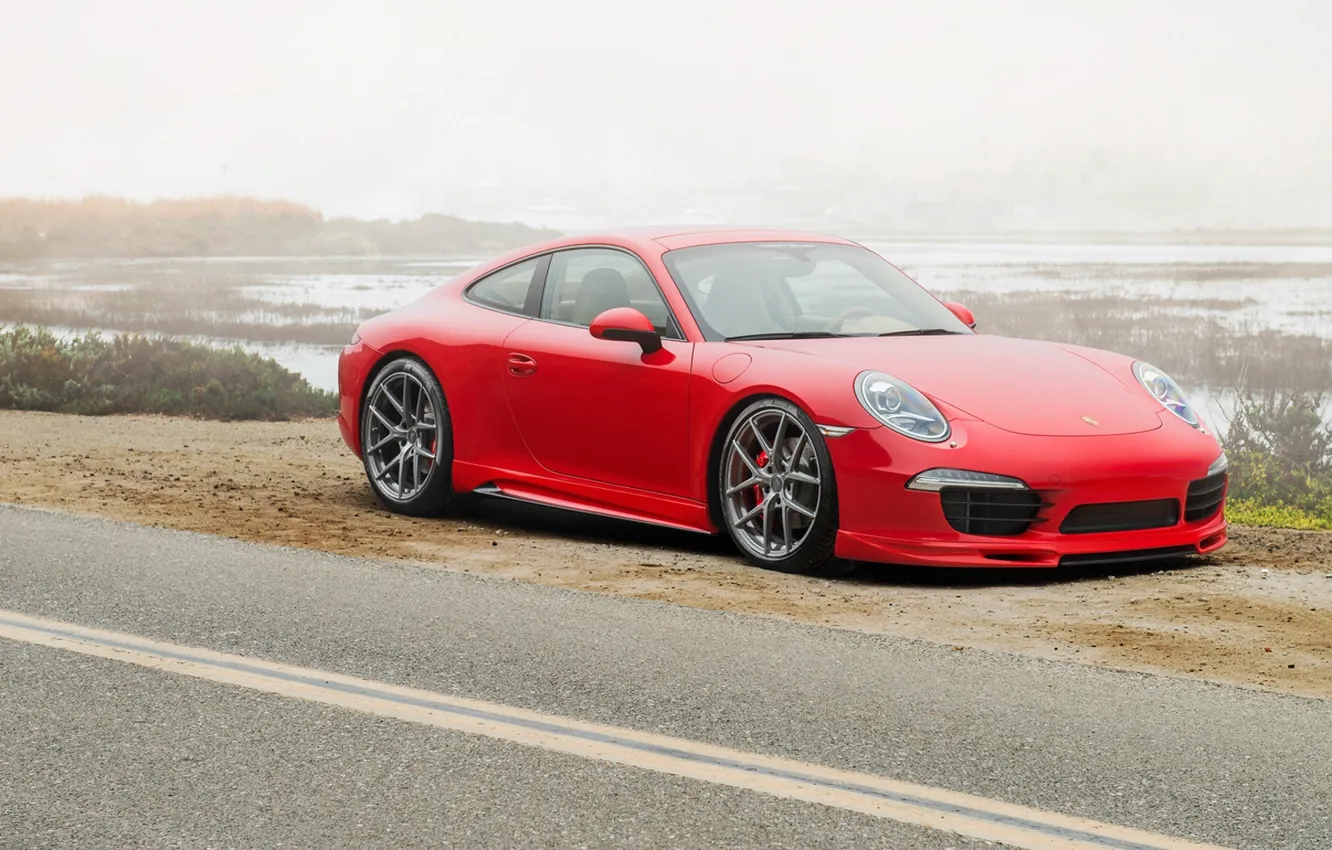 Фото обои 911, Porsche, порше, красная, каррера, 2015, Carrera 4S