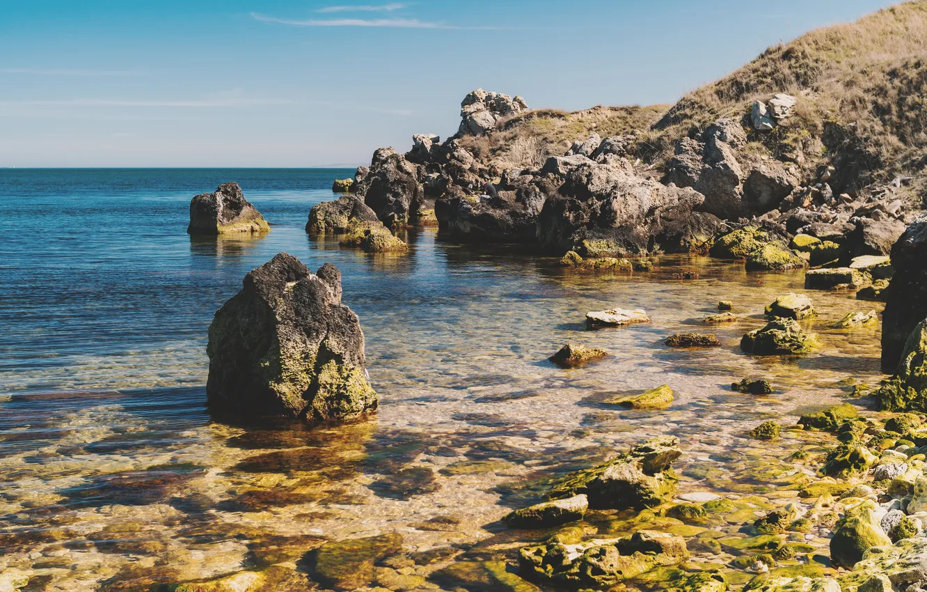 Фото обои sea, water, rocks, cliff