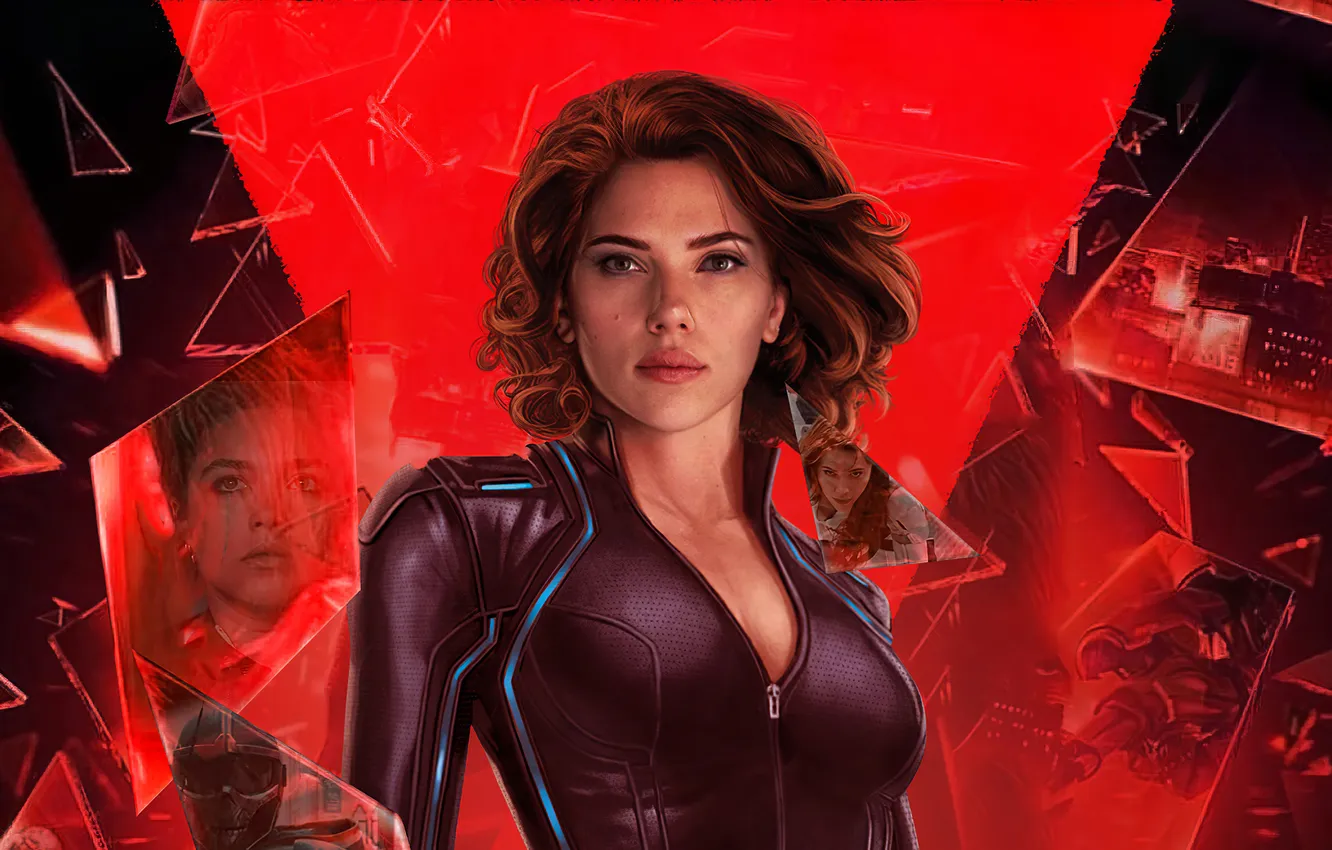 Фото обои фантастика, Scarlett Johansson, арт, костюм, шатенка, Скарлетт Йоханссон, красотка, постер