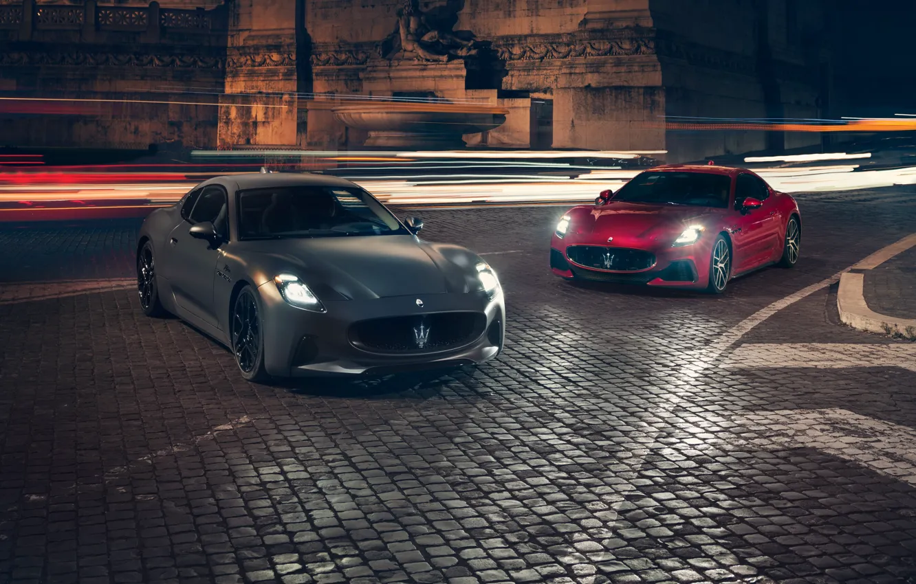 Фото обои Maserati, red, GranTurismo, grey, Maserati GranTurismo, sports car