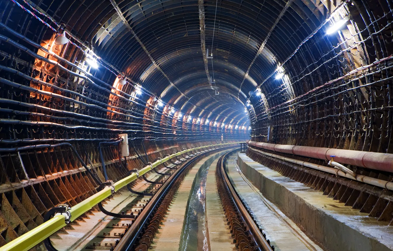 Фото обои метро, рельсы, тоннель