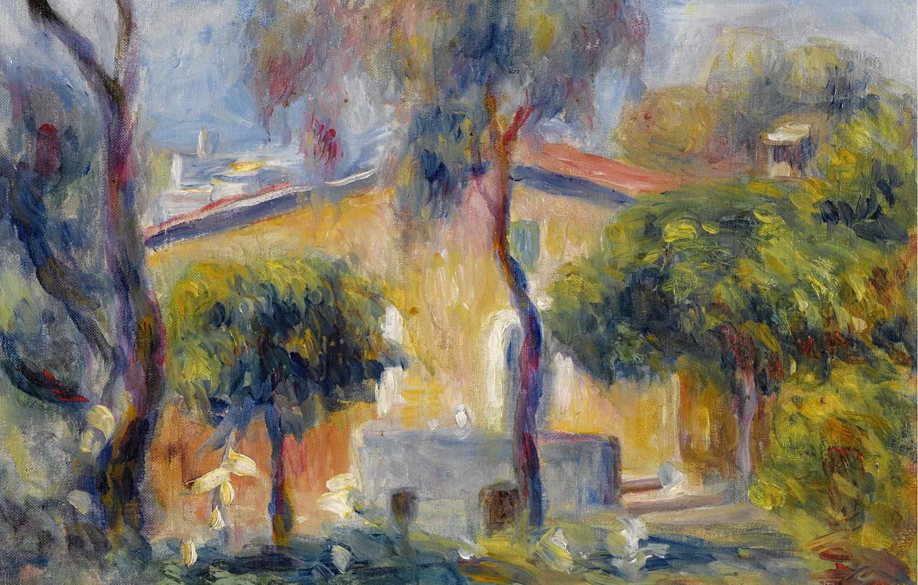 Фото обои пейзаж, картина, 1908, Пьер Огюст Ренуар, Pierre Auguste Renoir, Дом в Кань-Сюр-Мер