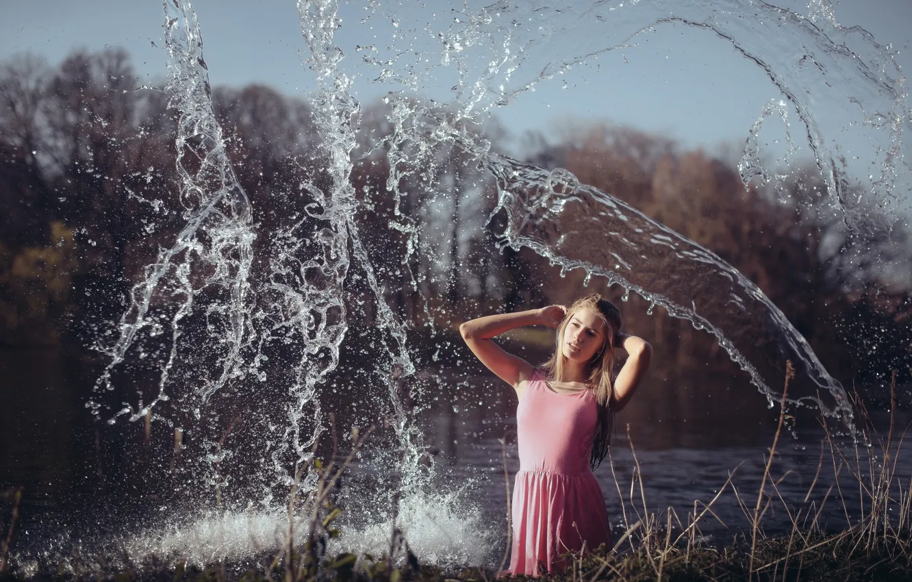 Фото обои вода, Девушка, girl