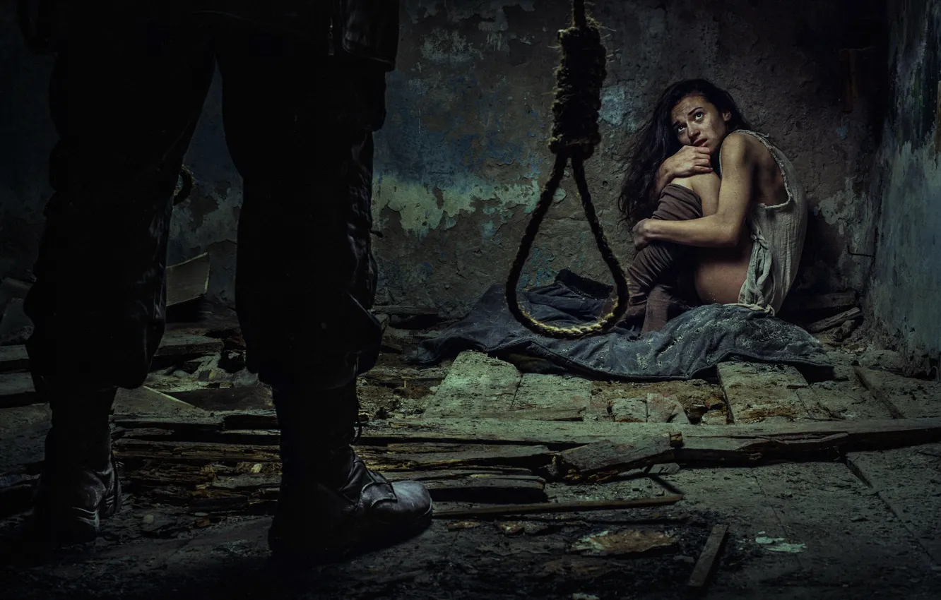 Фото обои взгляд, девушка, страх