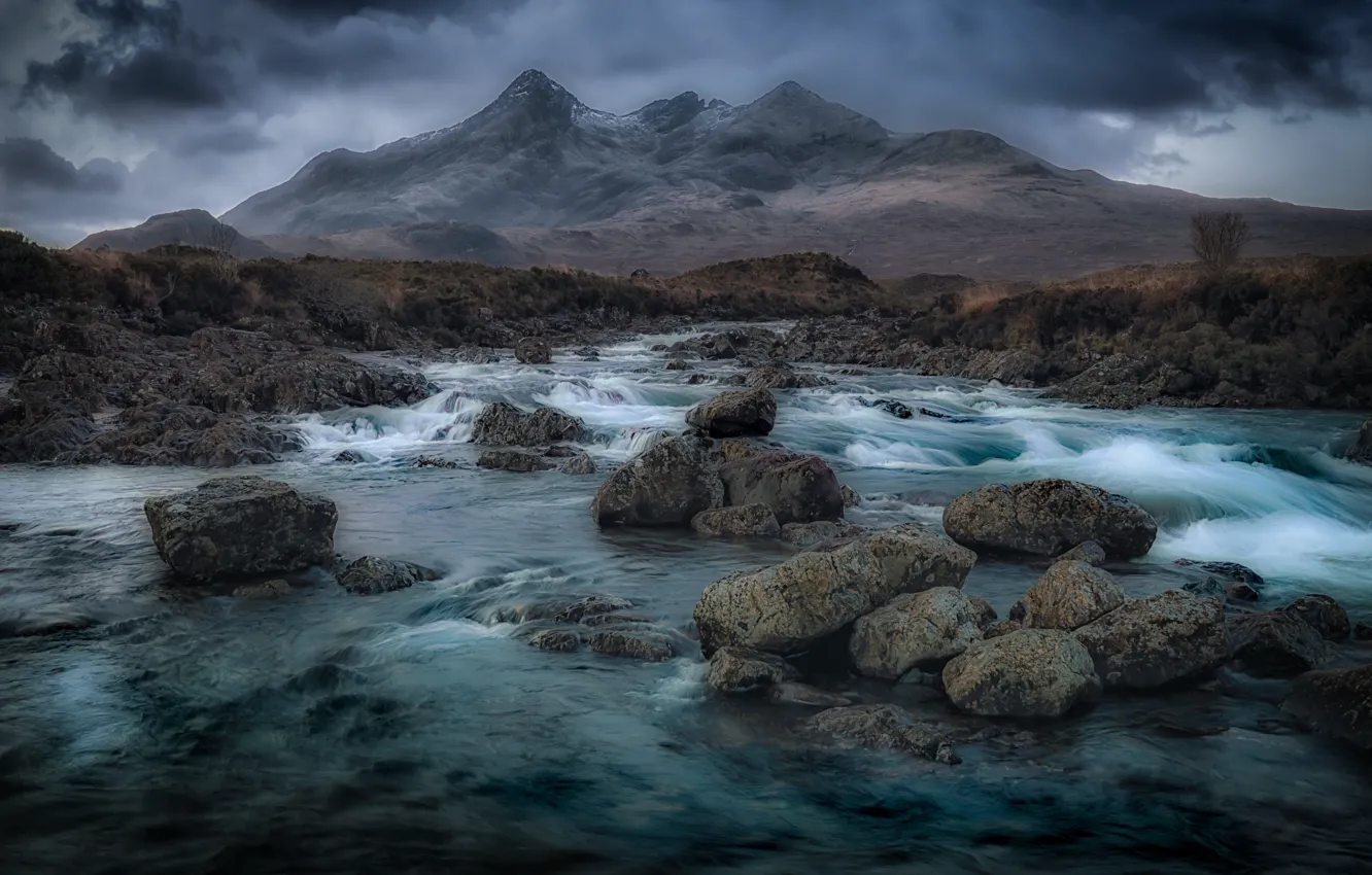 Фото обои горы, камни, Шотландия