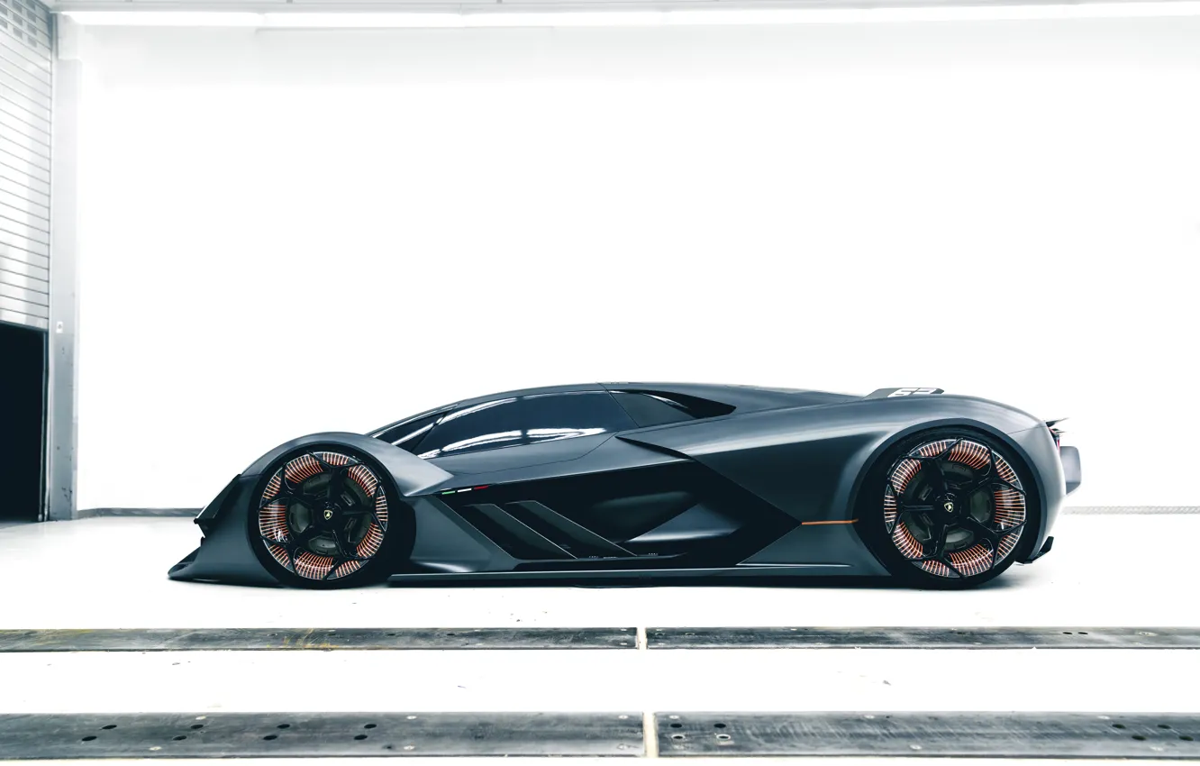 Фото обои Lamborghini, вид сбоку, в профиль, 2017, Terzo Millennio Concept