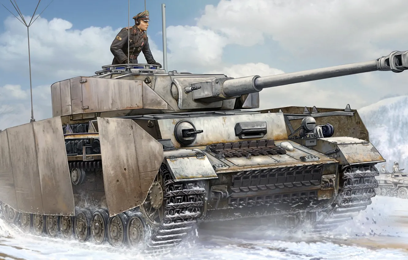 Фото обои рисунок, Panzerkampfwagen IV, средний танк бронетанковых войск вермахта, Pz.Kpfw IV Ausf J