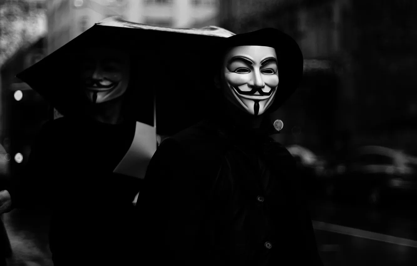 Фото обои маска, smiles, anonymous, анонимы