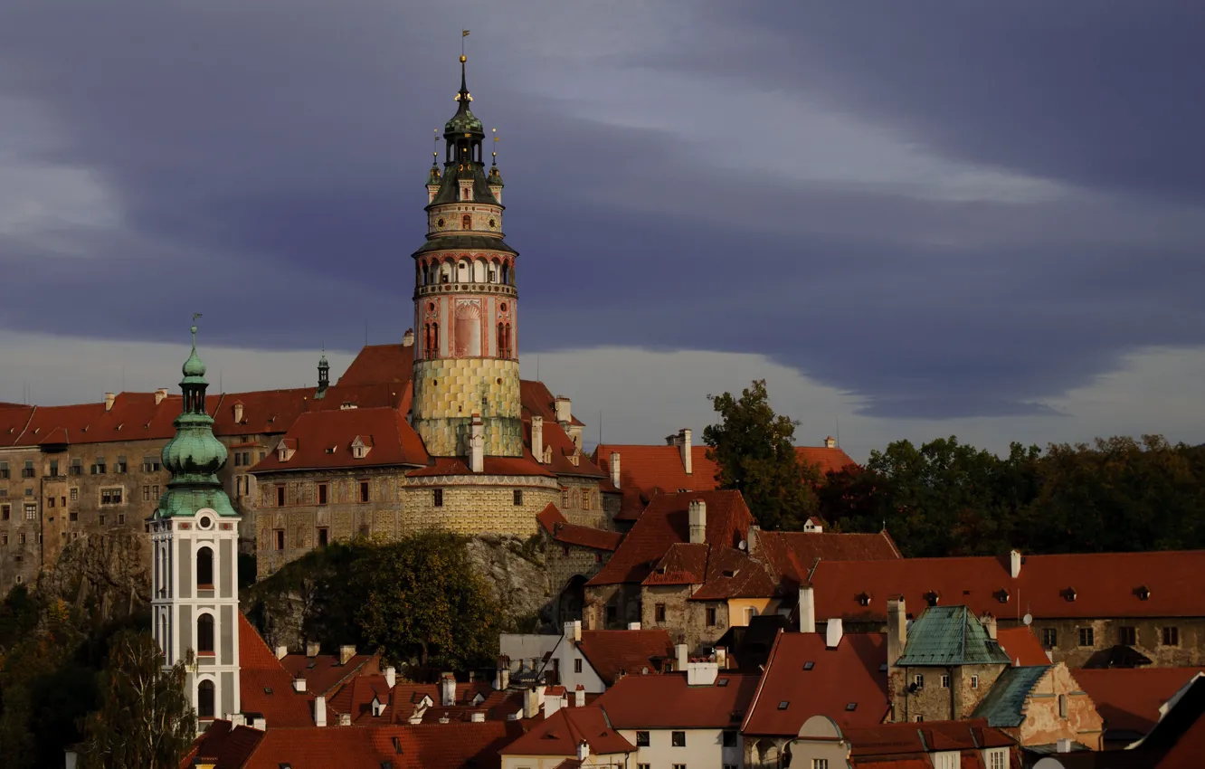 Фото обои башня, дома, Чехия, Чески-Крумлов